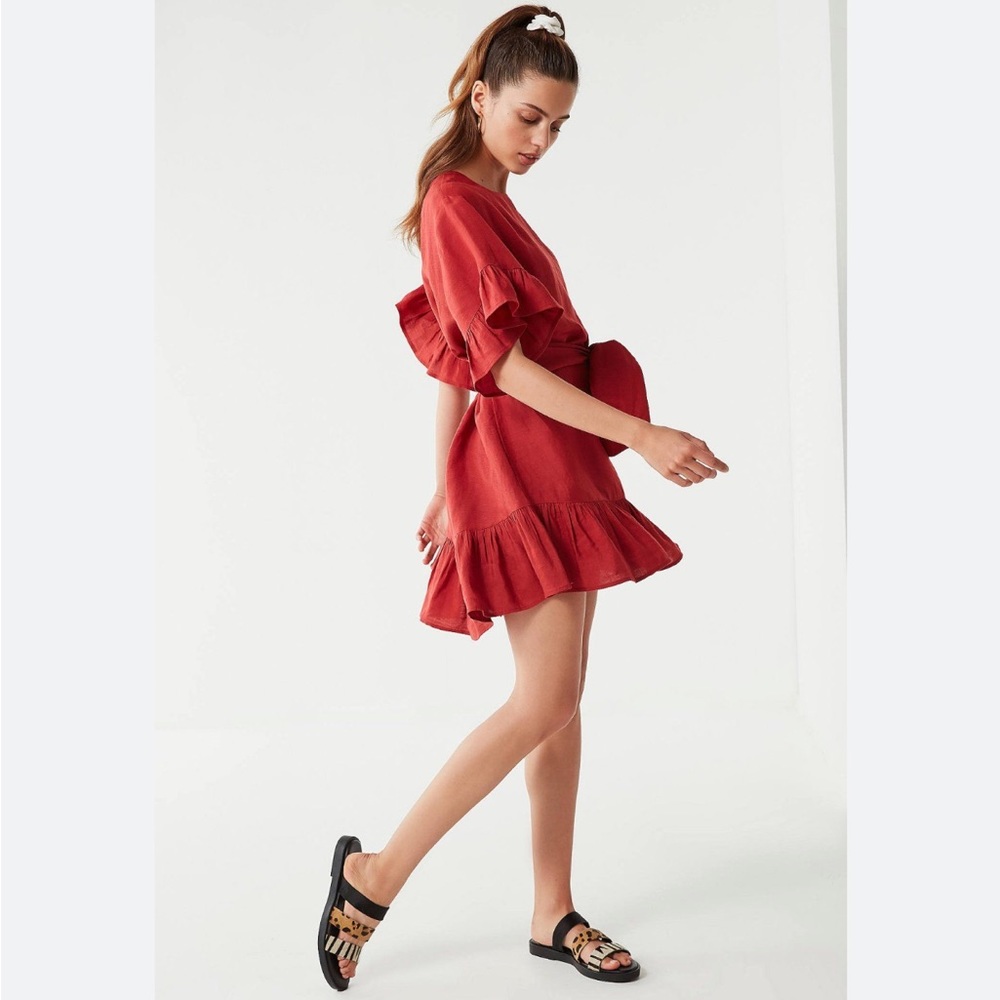 Urban Outfitters Ruffle Mini Dress | Red Dress | Size Medium